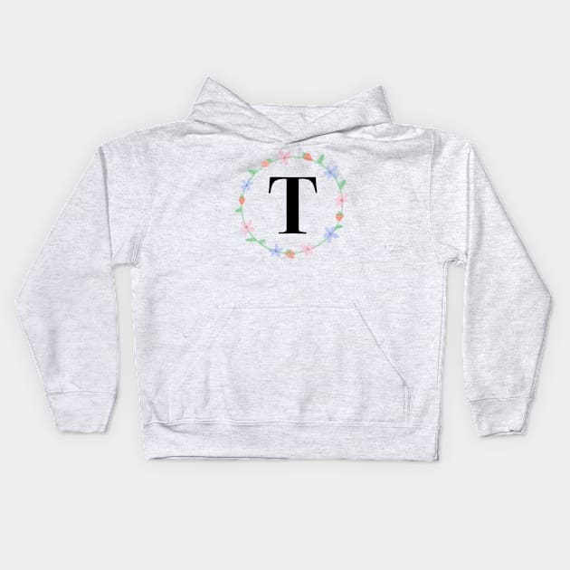 “T” initial Kids Hoodie by artoftilly